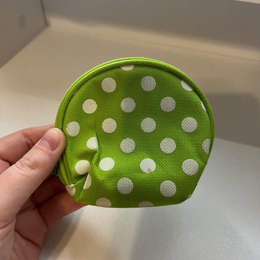 Adorable Polka Dot Coin Pouch - Green & White